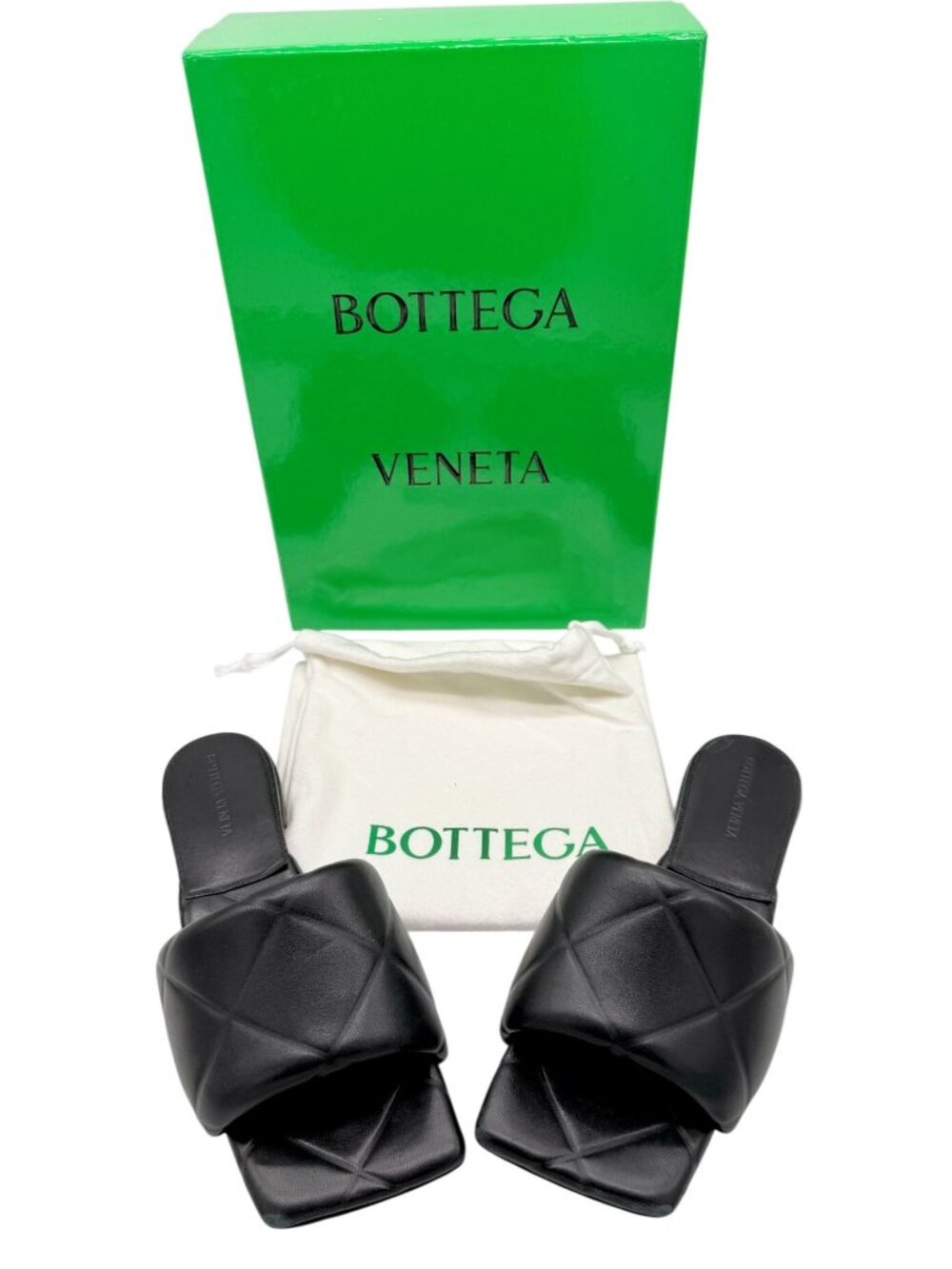 Bottega Venetta Lido Sandal Quilted embossed lagoon Black - Size 39